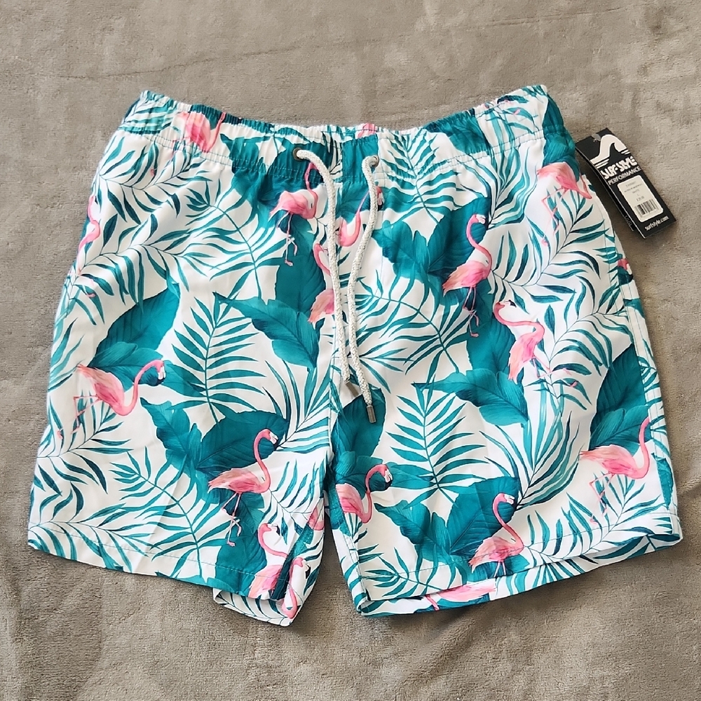 Tropical Flamingo Print Men's Shorts